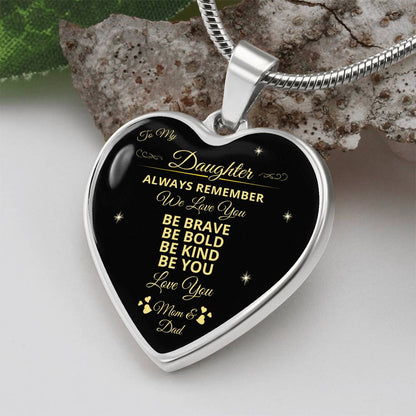 To My Daughter | Always Remember We Love You | Luxury Graphic Heart Necklace