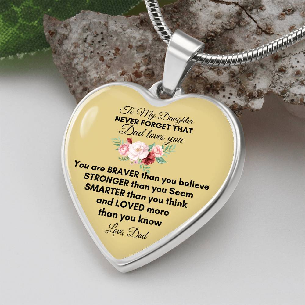 To My Daughter | You Are Braver | Luxury Graphic Heart Necklace