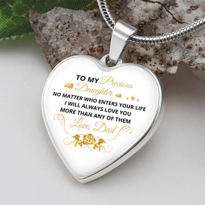 To My Daughter | No Matter Who Enters | Luxury Graphic Heart Necklace