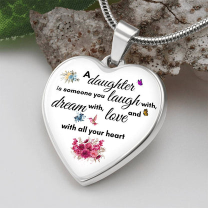 To My Daughter | Is Someone You Laugh | Luxury Graphic Heart Necklace