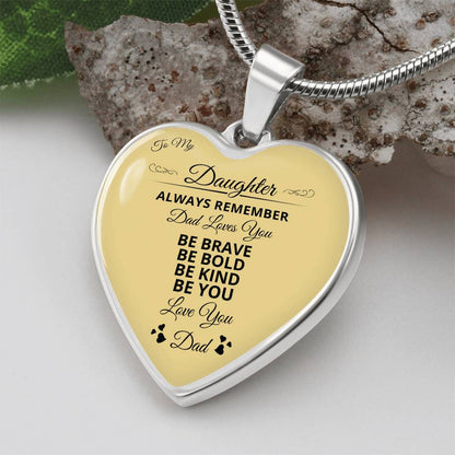 To My Daughter | Always Remember Dad Loves Youber | Luxury Graphic Heart Necklace