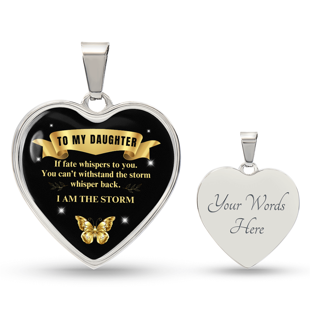To My Daughter | If Fate Whispers You | Luxury Graphic Heart Necklace