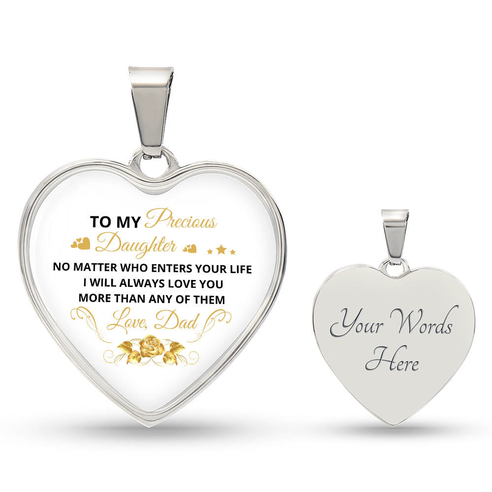 To My Daughter | No Matter Who Enters | Luxury Graphic Heart Necklace