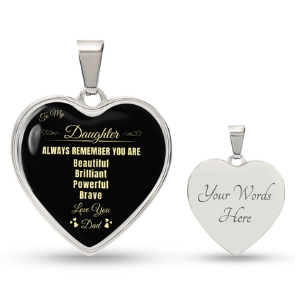 To My Daughter | Always Remember You Are | Luxury Graphic Heart Necklace