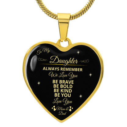 To My Daughter | Always Remember We Love You | Luxury Graphic Heart Necklace