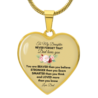 To My Daughter | You Are Braver | Luxury Graphic Heart Necklace