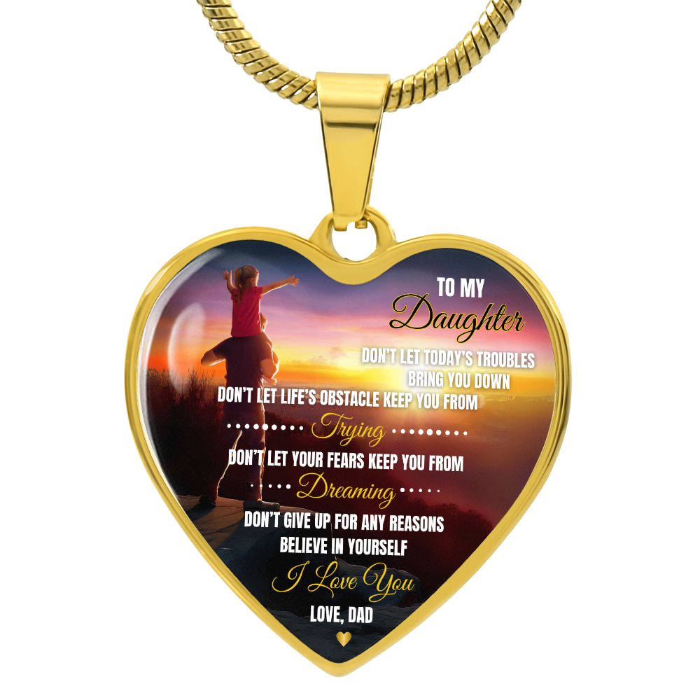 To My Daughter | Don't Let Life's | Luxury Graphic Heart Necklace