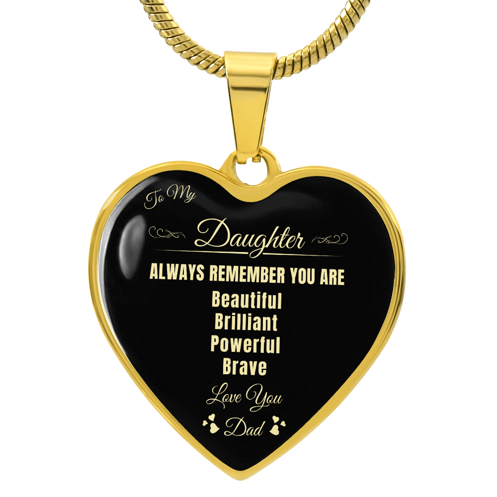 To My Daughter | Always Remember You Are | Luxury Graphic Heart Necklace