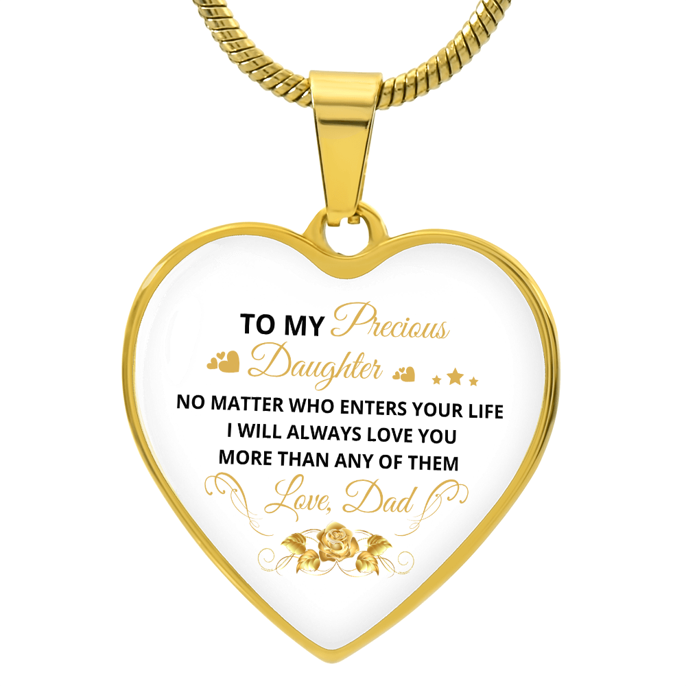 To My Daughter | No Matter Who Enters | Luxury Graphic Heart Necklace