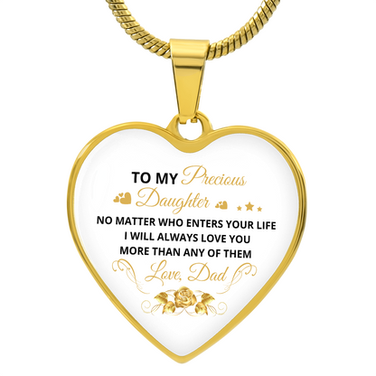 To My Daughter | No Matter Who Enters | Luxury Graphic Heart Necklace