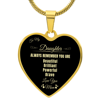 To My Daughter | Always Remember You Are | Luxury Graphic Heart Necklace