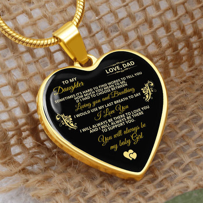 To My Daughter | Sometimes It's Hard To Find | Luxury Graphic Heart Necklace