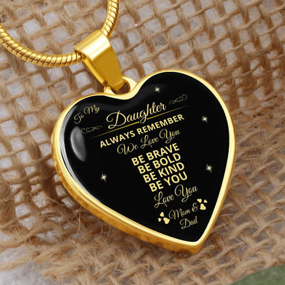 To My Daughter | Always Remember We Love You | Luxury Graphic Heart Necklace