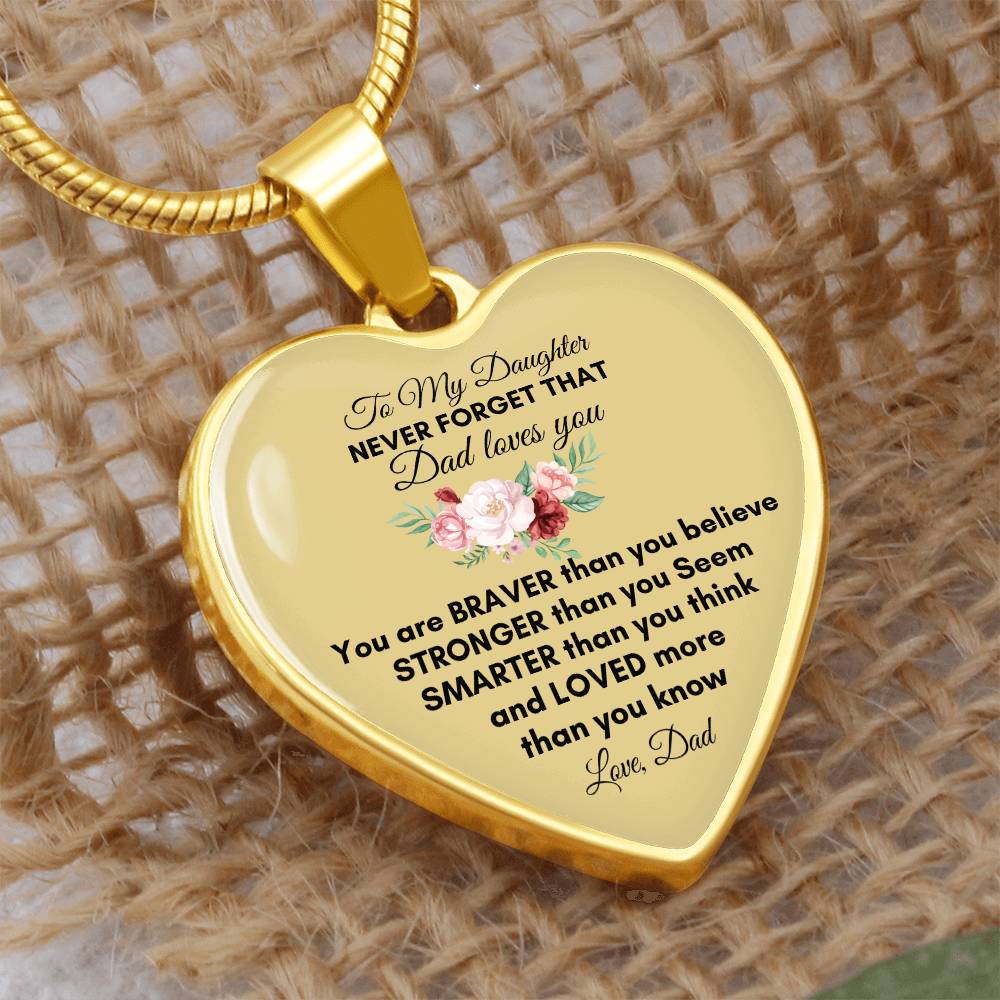 To My Daughter | You Are Braver | Luxury Graphic Heart Necklace