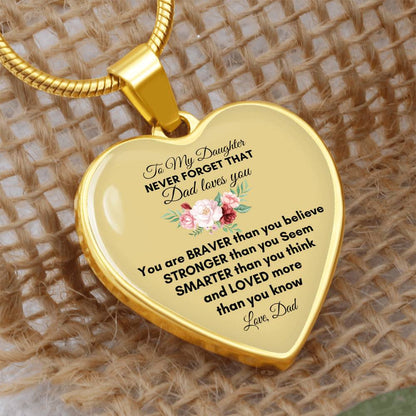 To My Daughter | You Are Braver | Luxury Graphic Heart Necklace