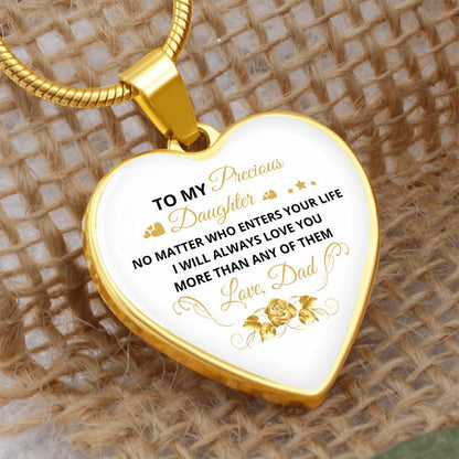 To My Daughter | No Matter Who Enters | Luxury Graphic Heart Necklace