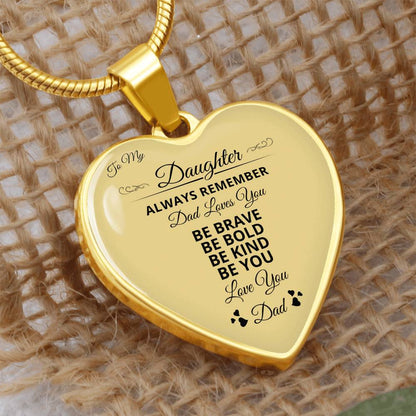 To My Daughter | Always Remember Dad Loves Youber | Luxury Graphic Heart Necklace