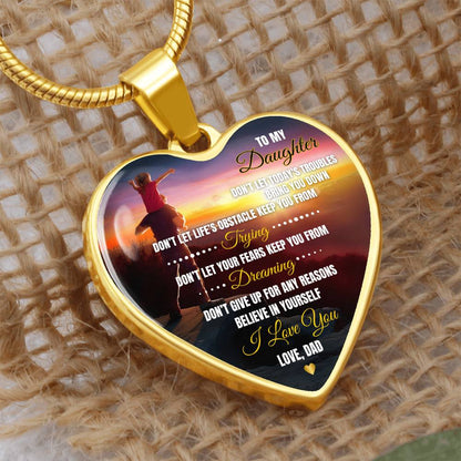 To My Daughter | Don't Let Life's | Luxury Graphic Heart Necklace