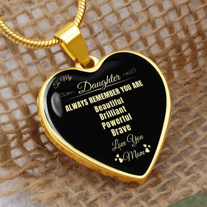 To My Daughter | Always Remember You Are | Luxury Graphic Heart Necklace