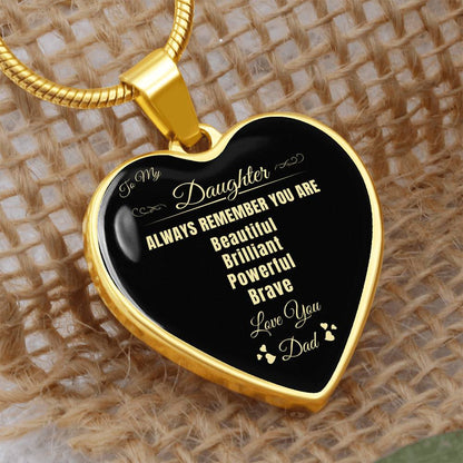 To My Daughter | Always Remember You Are | Luxury Graphic Heart Necklace
