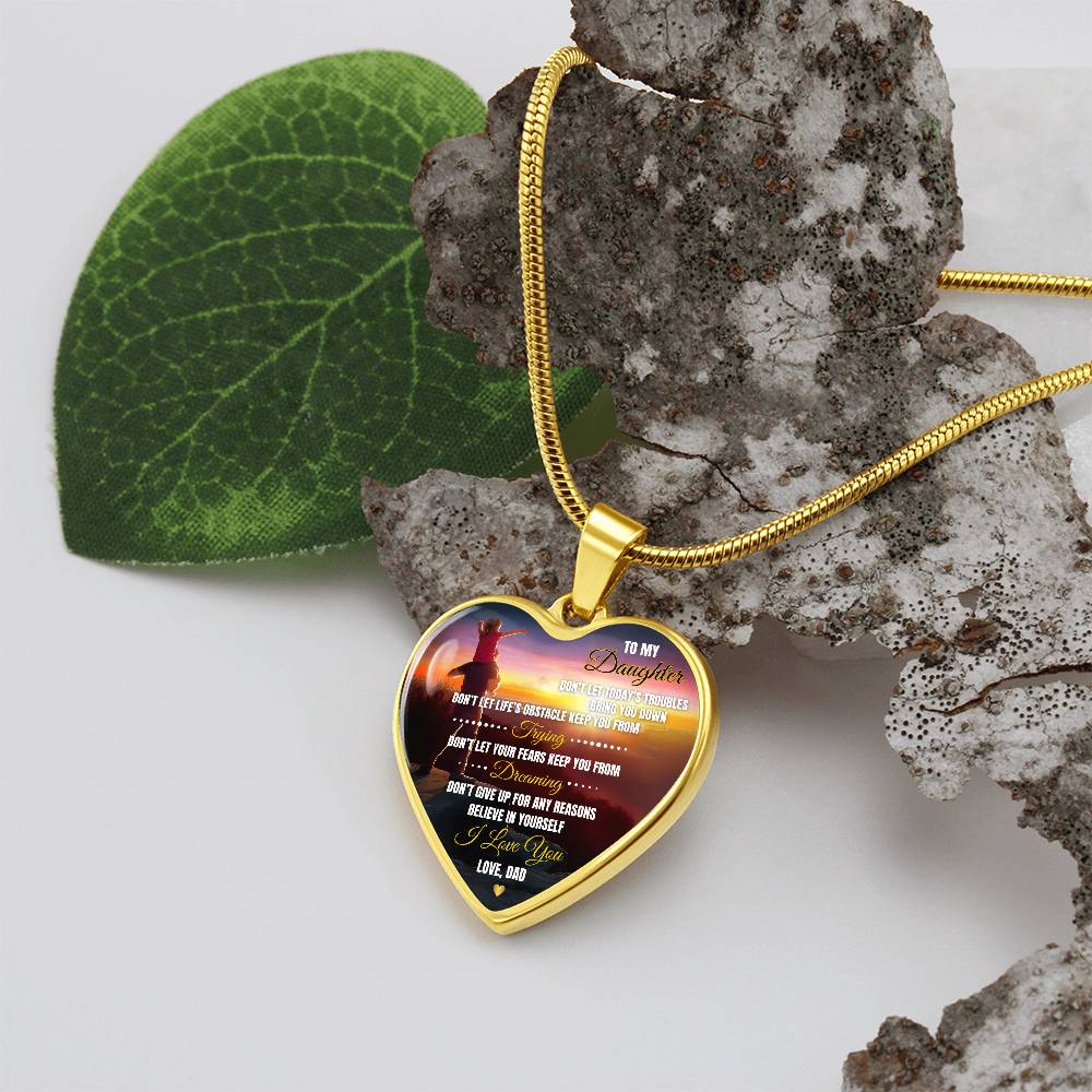 To My Daughter | Don't Let Life's | Luxury Graphic Heart Necklace