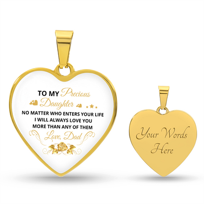 To My Daughter | No Matter Who Enters | Luxury Graphic Heart Necklace