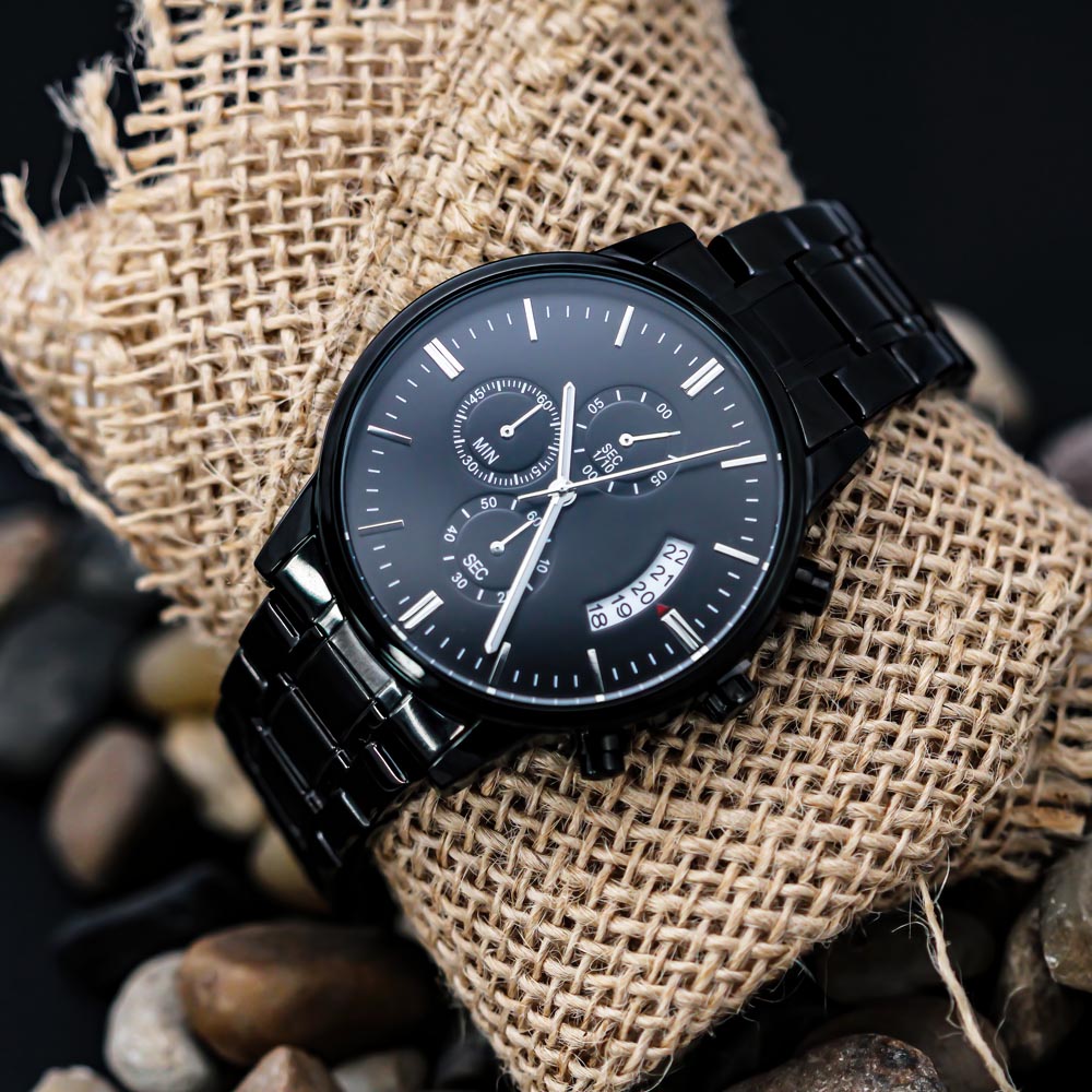 To My Father | Dad, You Love | Black Chronograph Watch