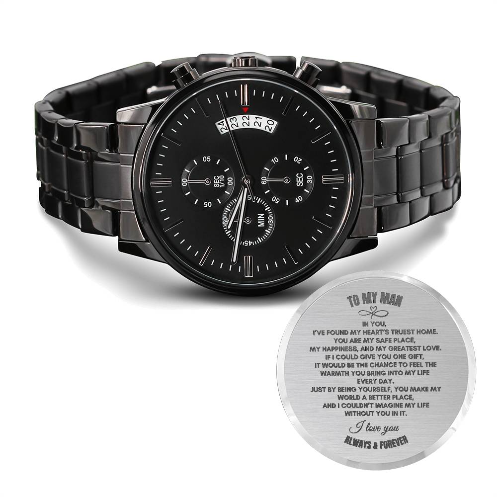 To My Husband | In You I've Found | Black Chronograph Watch