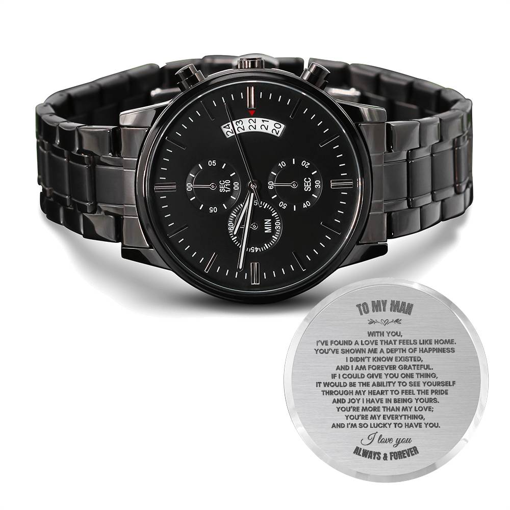 To My Husband | With you | Black Chronograph Watch