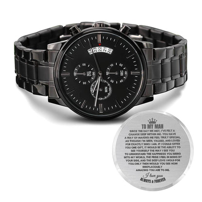 To My Husband | Since The Day We Met | Black Chronograph Watch