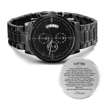 To My Husband | From The Moment We Met | Black Chronograph Watch
