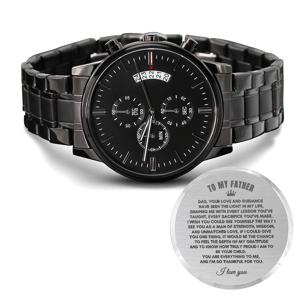 To My Father | Dad, You Love | Black Chronograph Watch