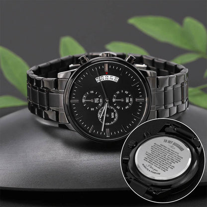 To My Husband | Meeting You Was Fate | Black Chronograph Watch