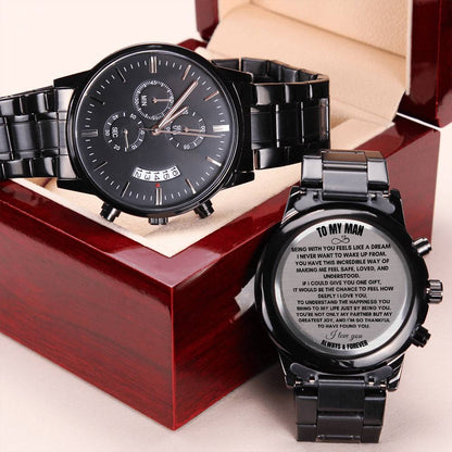 To My Husband | Being With You | Black Chronograph Watch