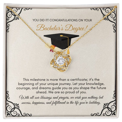 Graduation | You Did It ! Congratulations On Your Bachelors Degree | Love Knot Necklace
