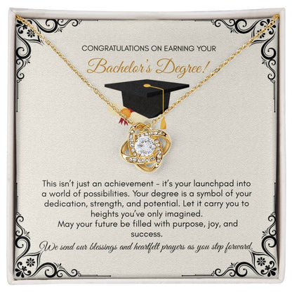 Graduation | Congratulations On Earning Your Bachelor Degree | Love Knot Necklace