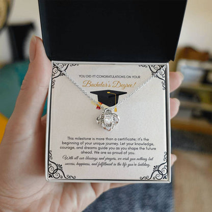 Graduation | You Did It ! Congratulations On Your Bachelors Degree | Love Knot Necklace
