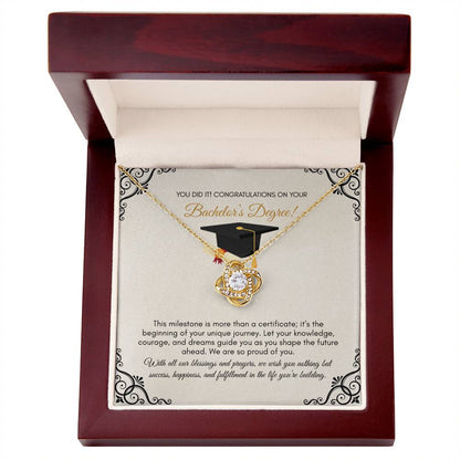 Graduation | You Did It ! Congratulations On Your Bachelors Degree | Love Knot Necklace