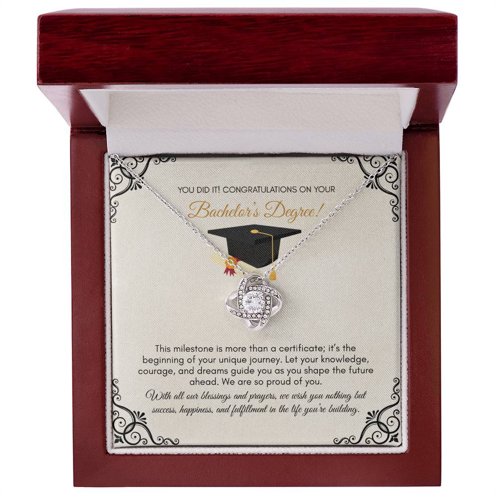 Graduation | You Did It ! Congratulations On Your Bachelors Degree | Love Knot Necklace