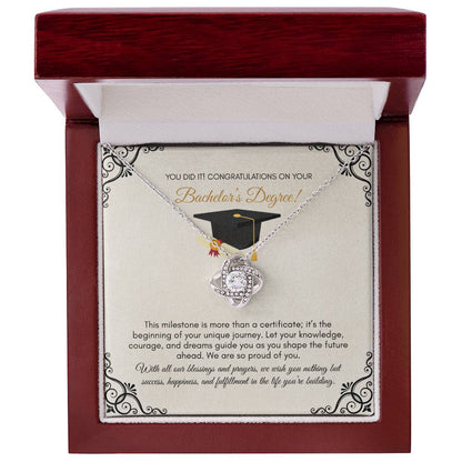 Graduation | You Did It ! Congratulations On Your Bachelors Degree | Love Knot Necklace