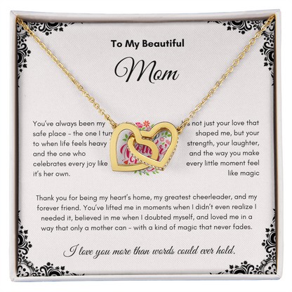 Mother's Day | To My Beautiful Mom | Interlocking Hearts Necklace