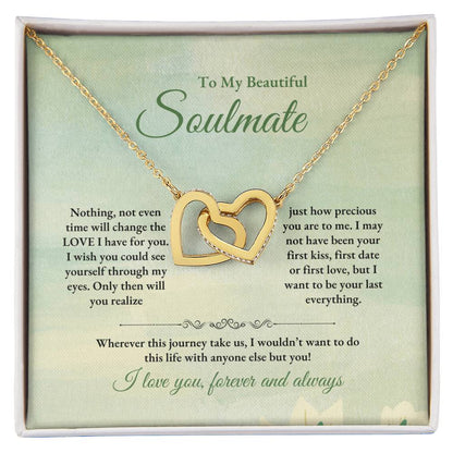 To My Soulmate | Nothing, Not Even Time | Interlocking Hearts Necklace