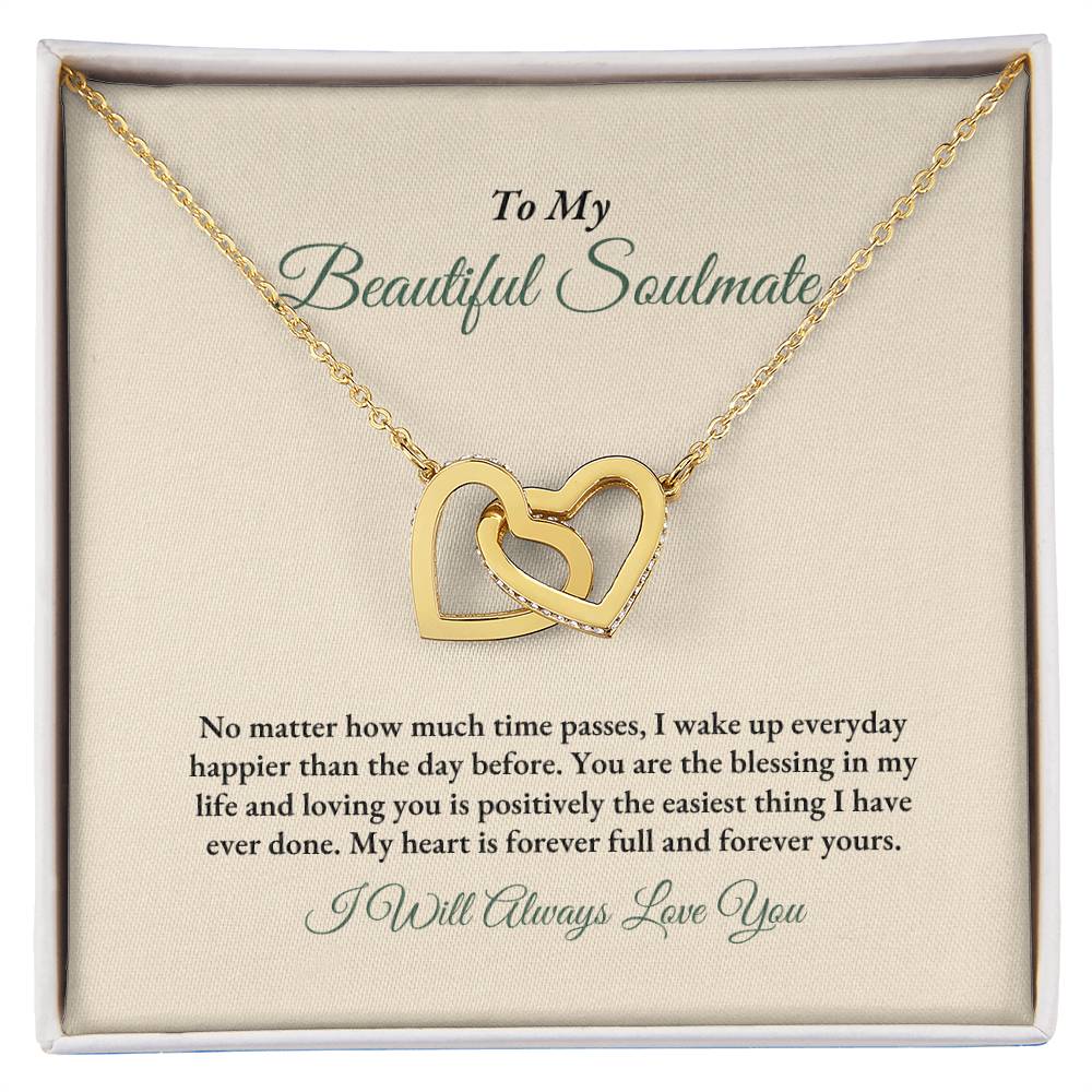 To My Soulmate | No Matter How Much | Interlocking Hearts Necklace