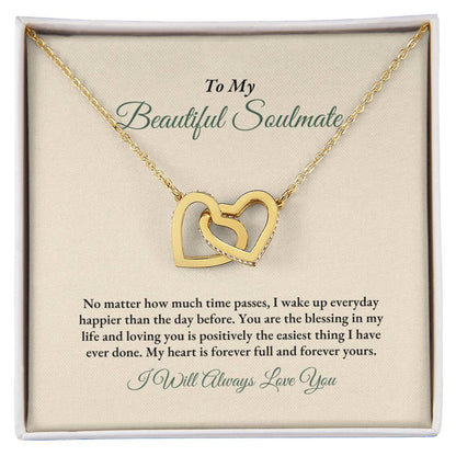 To My Soulmate | No Matter How Much | Interlocking Hearts Necklace
