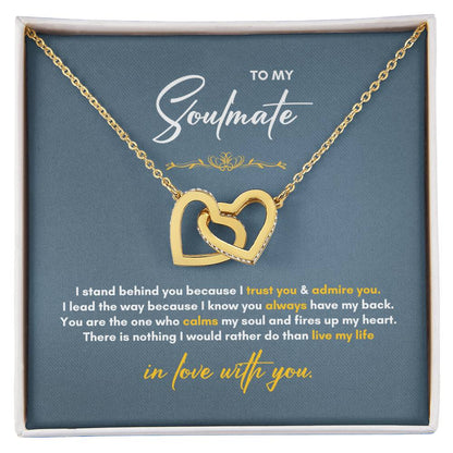 To My Soulmate | I Stand Behind You | Interlocking Hearts Necklace