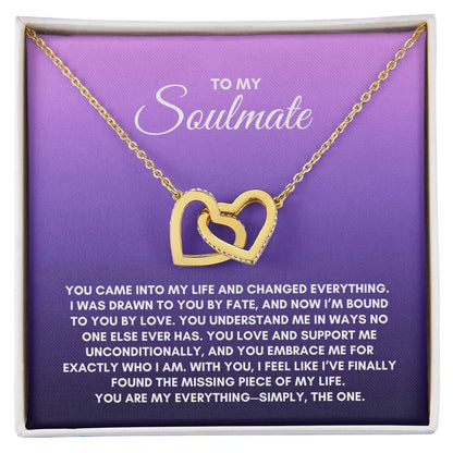 To My Soulmate | You came Into My Life | Interlocking Hearts Necklace