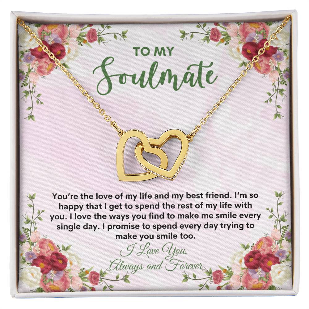 To My Soulmate | You're The Love | Interlocking Hearts Necklace
