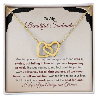 To My Soulmate | Meeting You Was Fate | Interlocking Hearts Necklace