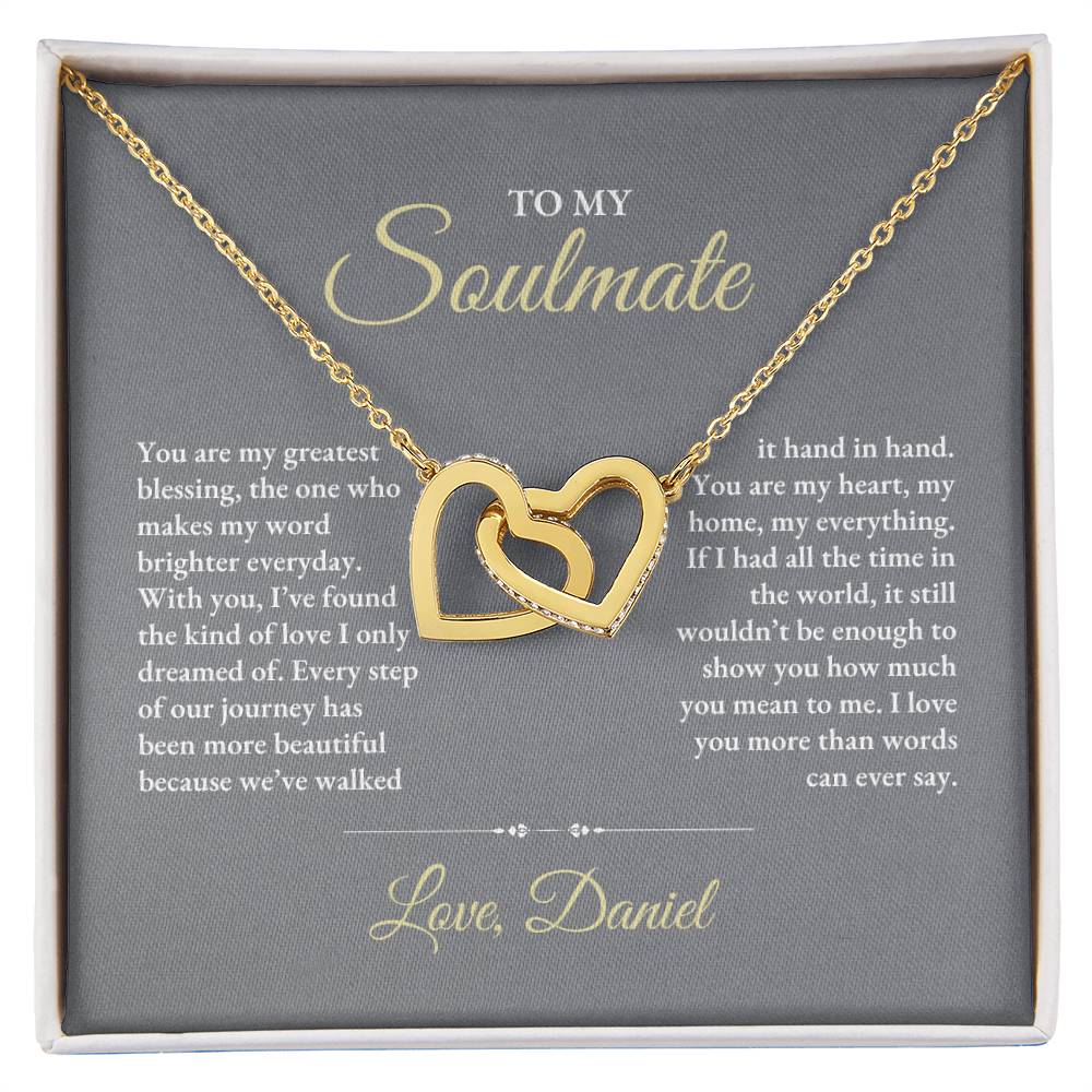 To My Soulmate | You Are My Greatest | Interlocking Hearts Necklace