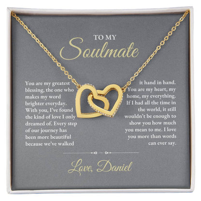 To My Soulmate | You Are My Greatest | Interlocking Hearts Necklace